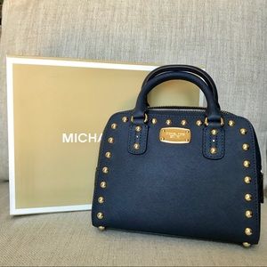 Michael Kors Saffiano Stud Mini Satchel Purse Bag